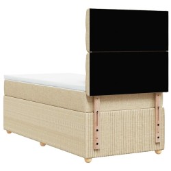 Sommier à lattes de lit avec matelas Crème 90x200 cm Tissu 