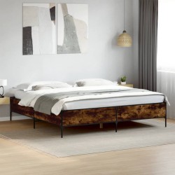 Cadre de lit sans matelas chêne fumé 200x200 cm 