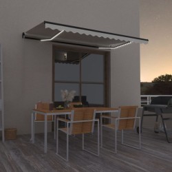 Auvent manuel rétractable avec LED 450x350 cm Crème 