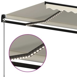 Auvent manuel rétractable avec LED 450x350 cm Crème 