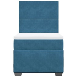 Sommier à lattes de lit avec matelas bleu 80x200 cm velours 