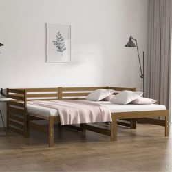 Lit coulissant sans matelas marron miel 2x(90x190) cm 