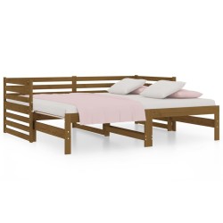 Lit coulissant sans matelas marron miel 2x(90x190) cm 