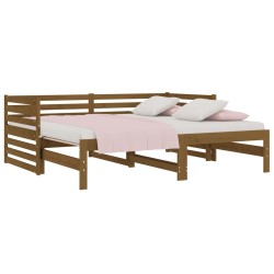 Lit coulissant sans matelas marron miel 2x(90x190) cm 