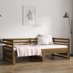 Lit coulissant sans matelas marron miel 2x(90x190) cm 