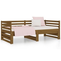 Lit coulissant sans matelas marron miel 2x(90x190) cm 