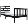 Cadre de lit sans matelas noir bois massif 90x200 cm 