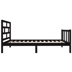 Cadre de lit sans matelas noir bois massif 90x200 cm 