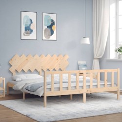 Cadre de lit sans matelas bois massif de pin 