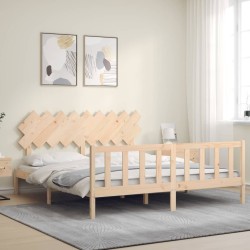Cadre de lit sans matelas bois massif de pin 