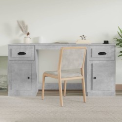 Bureau avec armoire gris béton bois d'ingénierie 