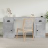 Bureau avec armoire gris béton bois d'ingénierie 