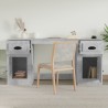 Bureau avec armoire gris béton bois d'ingénierie 