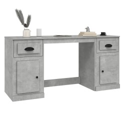 Bureau avec armoire gris béton bois d'ingénierie 