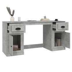 Bureau avec armoire gris béton bois d'ingénierie 