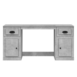 Bureau avec armoire gris béton bois d'ingénierie 