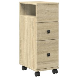 Meuble étroit de salle de bain à roulettes chêne sonoma 