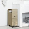 Meuble étroit de salle de bain à roulettes chêne sonoma 