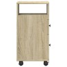 Meuble étroit de salle de bain à roulettes chêne sonoma 