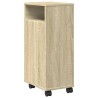 Meuble étroit de salle de bain à roulettes chêne sonoma 