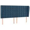 Tête de lit avec oreilles Bleu foncé 163x23x118/128 cm Velours 