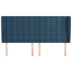 Tête de lit avec oreilles Bleu foncé 163x23x118/128 cm Velours 