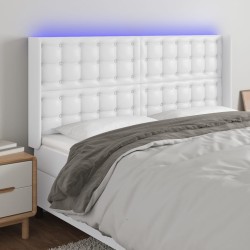 Tête de lit à LED Blanc 183x16x118/128 cm Similicuir 