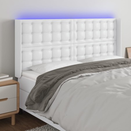 Tête de lit à LED Blanc 183x16x118/128 cm Similicuir 