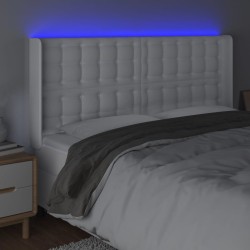 Tête de lit à LED Blanc 183x16x118/128 cm Similicuir 