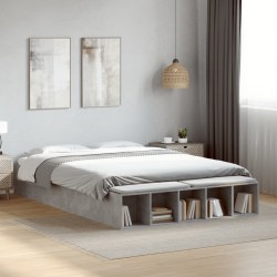 Cadre de lit sans matelas gris béton 140x200 cm 