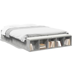 Cadre de lit sans matelas gris béton 140x200 cm 