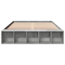 Cadre de lit sans matelas gris béton 140x200 cm 