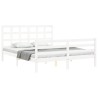 Cadre de lit sans matelas blanc bois de pin massif 