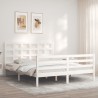 Cadre de lit sans matelas blanc bois de pin massif 