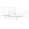 Cadre de lit sans matelas blanc bois de pin massif 
