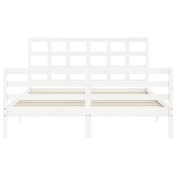 Cadre de lit sans matelas blanc bois de pin massif 