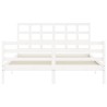 Cadre de lit sans matelas blanc bois de pin massif 