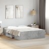 Cadre de lit avec tiroirs sans matelas gris béton 120x200 cm 