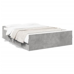 Cadre de lit avec tiroirs sans matelas gris béton 120x200 cm 