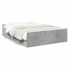 Cadre de lit avec tiroirs sans matelas gris béton 120x200 cm 