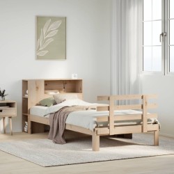 Lit bibliothèque sans matelas 90x200 cm bois de pin massif 
