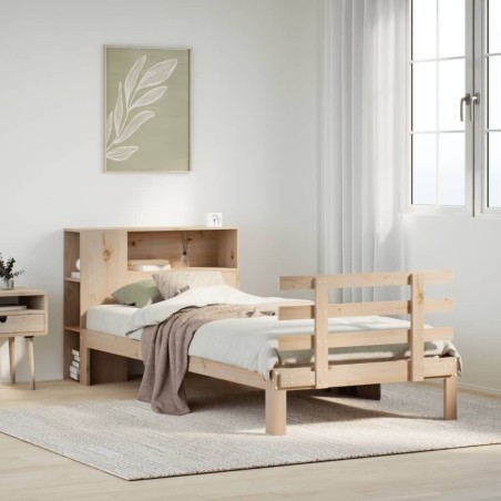 Lit bibliothèque sans matelas 90x200 cm bois de pin massif 