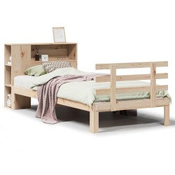Lit bibliothèque sans matelas 90x200 cm bois de pin massif 