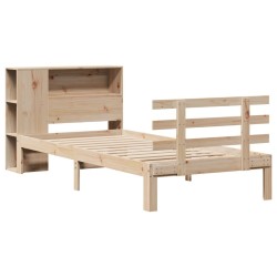 Lit bibliothèque sans matelas 90x200 cm bois de pin massif 