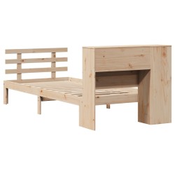 Lit bibliothèque sans matelas 90x200 cm bois de pin massif 