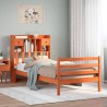Lit bibliothèque sans matelas cire marron 100x200 cm pin massif 