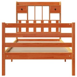 Lit bibliothèque sans matelas cire marron 100x200 cm pin massif 