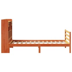 Lit bibliothèque sans matelas cire marron 100x200 cm pin massif 