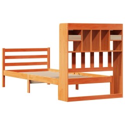 Lit bibliothèque sans matelas cire marron 100x200 cm pin massif 
