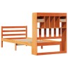 Lit bibliothèque sans matelas cire marron 100x200 cm pin massif 